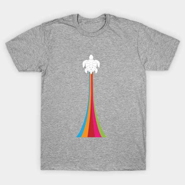 Turtle takeoff (rainbow) T-Shirt by helengarvey